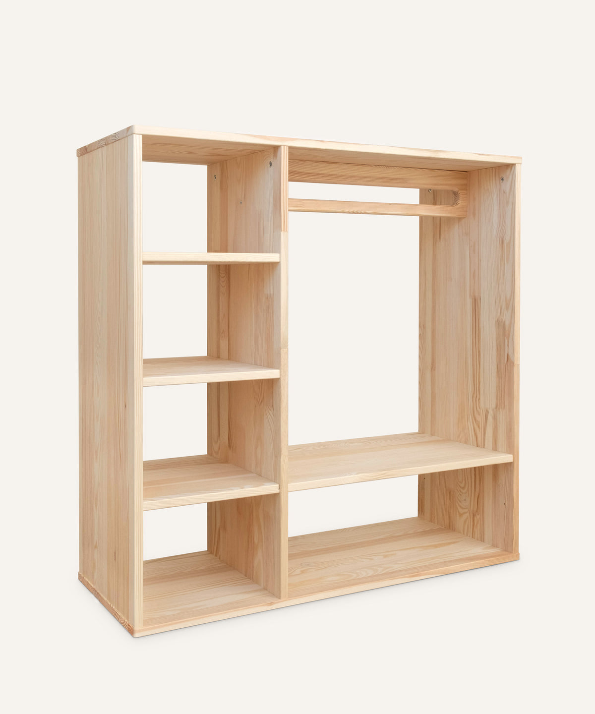 Ehrenkind Kinderkleiderschrank Montessori, Kiefer Natur, hochwertiges & robustes Holz (Kinderregal, Garderobenschrank) Kleiderschrank Kinderzimmer, Kindergarderobe