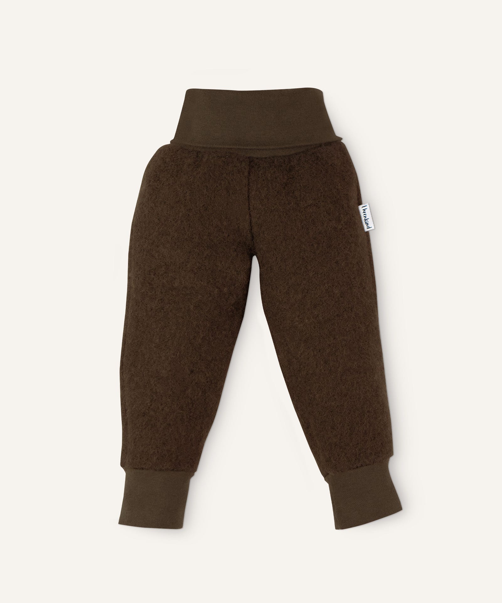 Ehrenkind Walkhose mit Bündchen braun.