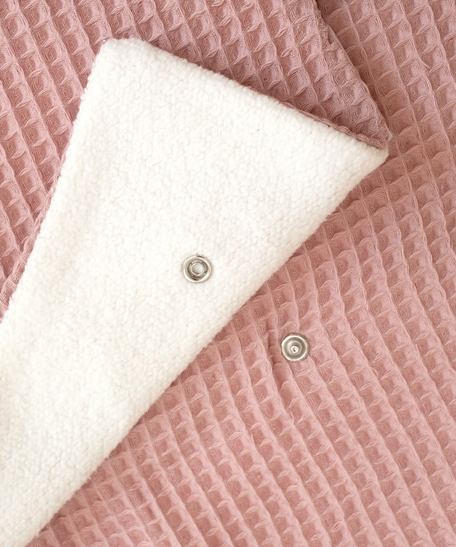 Praktische Druckknöpfe*Die Decke passt Babys von ca. 0 bis 6 Monaten. Dank der praktischen Druckknöpfe lässt sie sich leicht öffnen und schließen.|Nahaufnahme Druckknöpfe an Einschlagdecke.