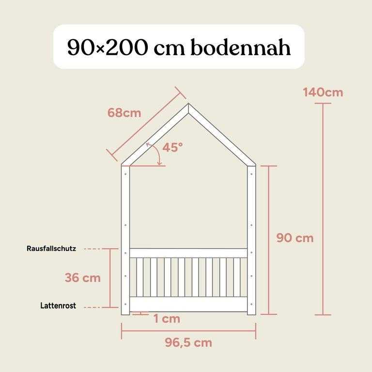 Hausbett Livo mit Bettkasten | Buche Natur | 90x200 cm