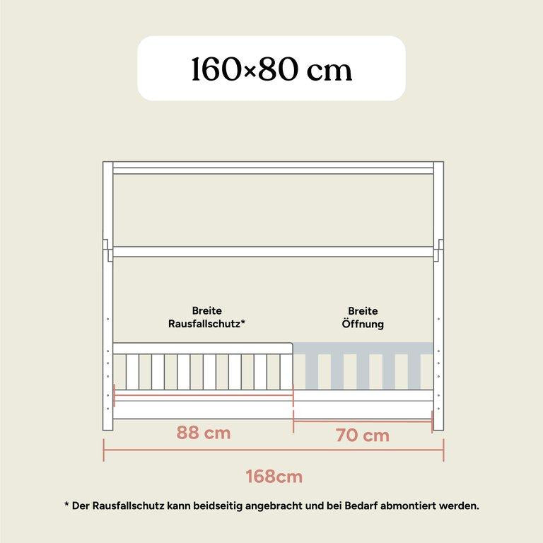 Hausbett Lille mit 2 Schubladen | Kiefer Natur | 80x160 cm