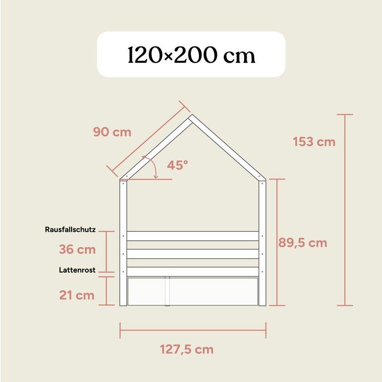 Hausbett Sona mit 2 Schubladen | Natur | 120x200 cm
