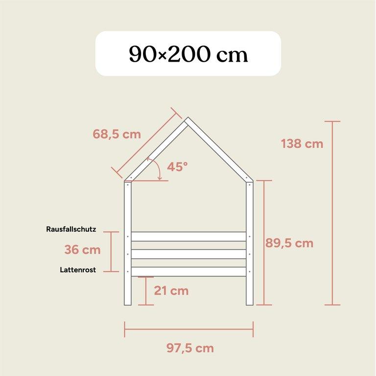 Hausbett Sona mit 2 Schubladen | Weiß | 90x200 cm