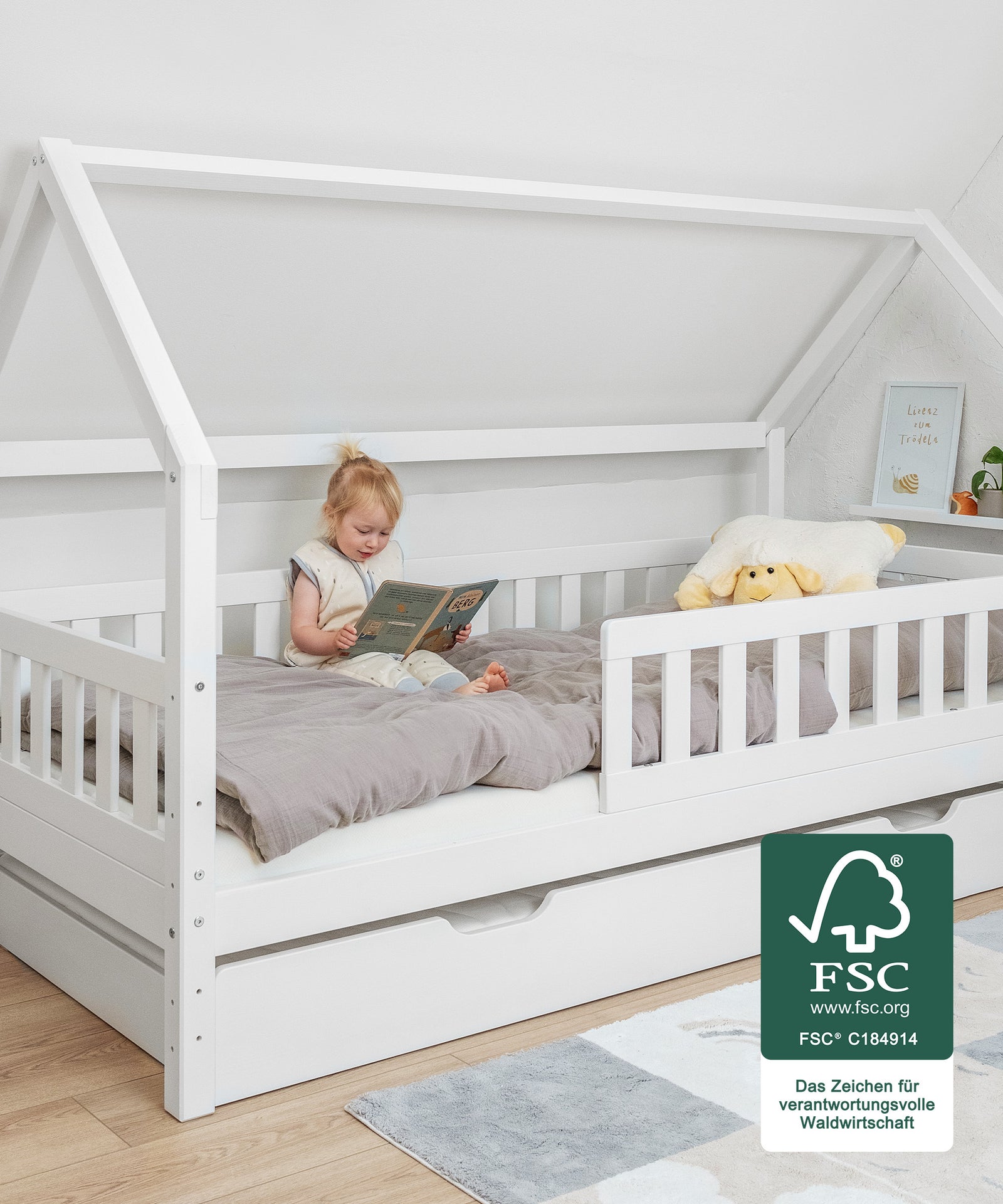 Hausbett Kiefer Lille weiß FSC