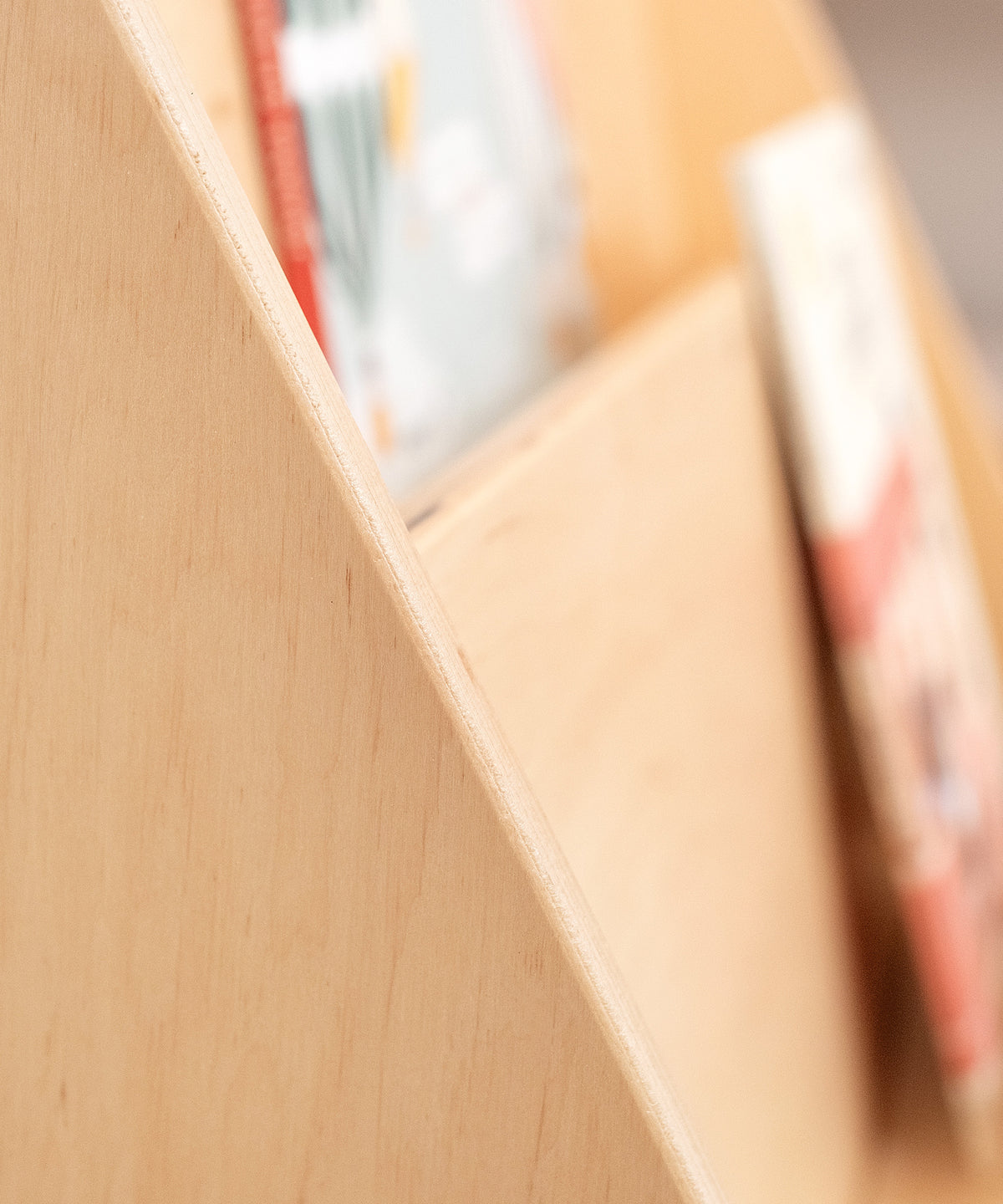 Nahaufnahme des Bücherregals.