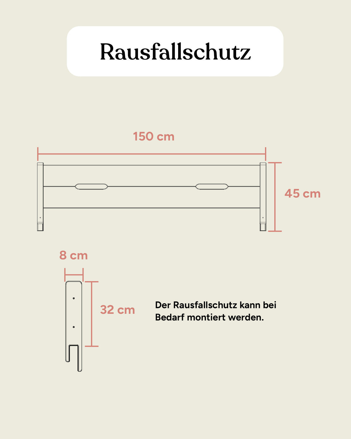 Grafik Maße Rausfallschutz Kiefer.