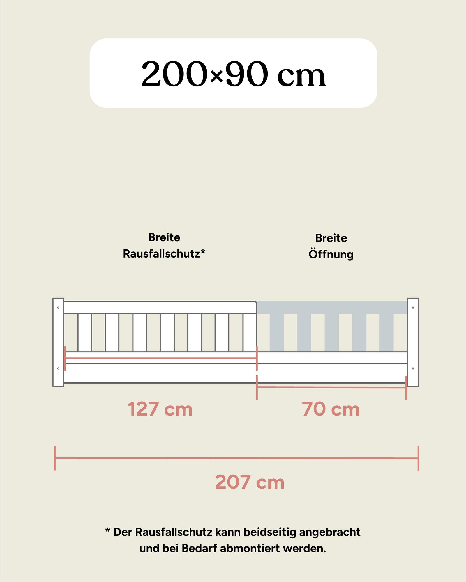 Bodenbett Lille  |  Kiefer Natur  |  90 × 200 cm