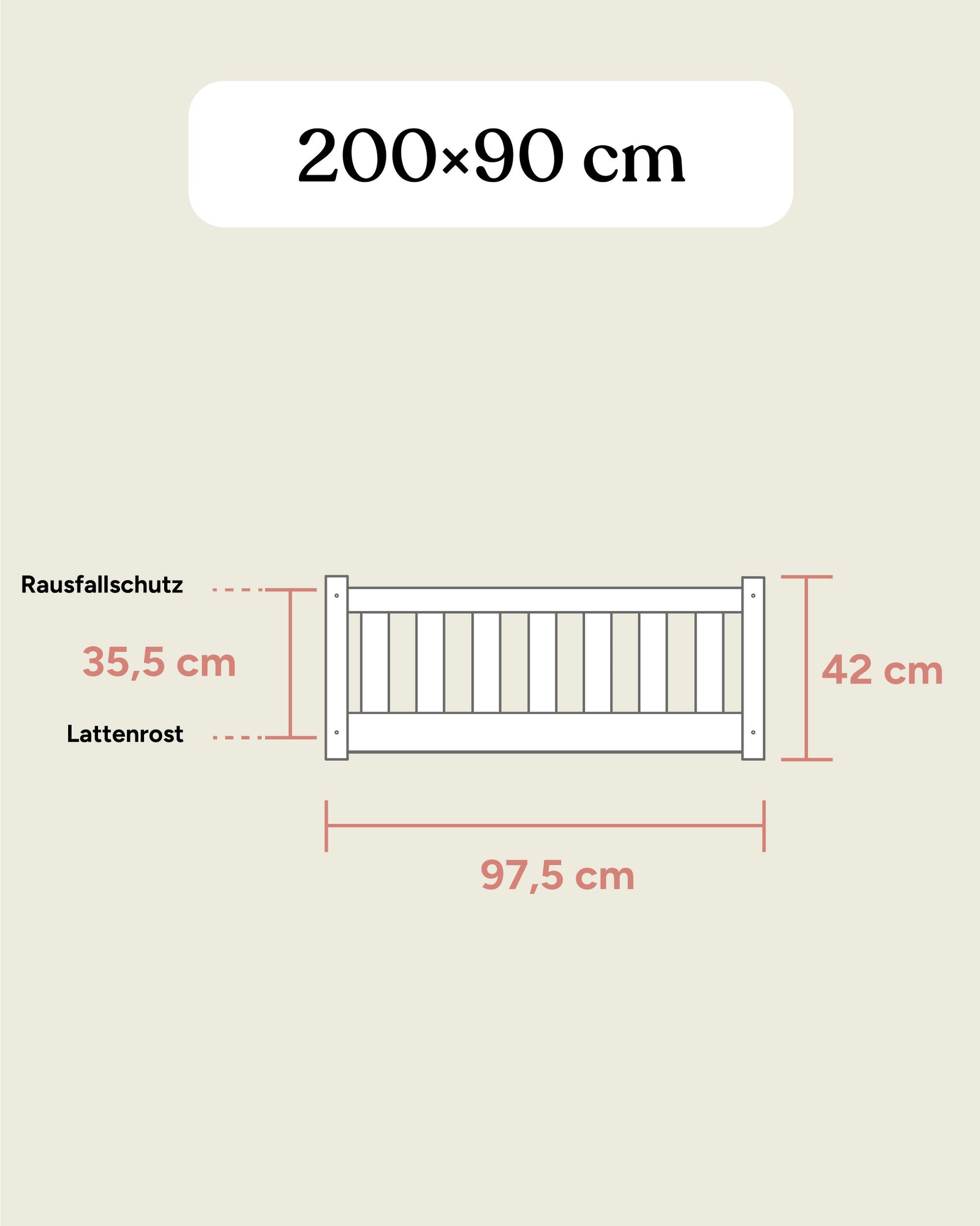 Bodenbett Lille  |  Kiefer Natur  |  90 × 200 cm
