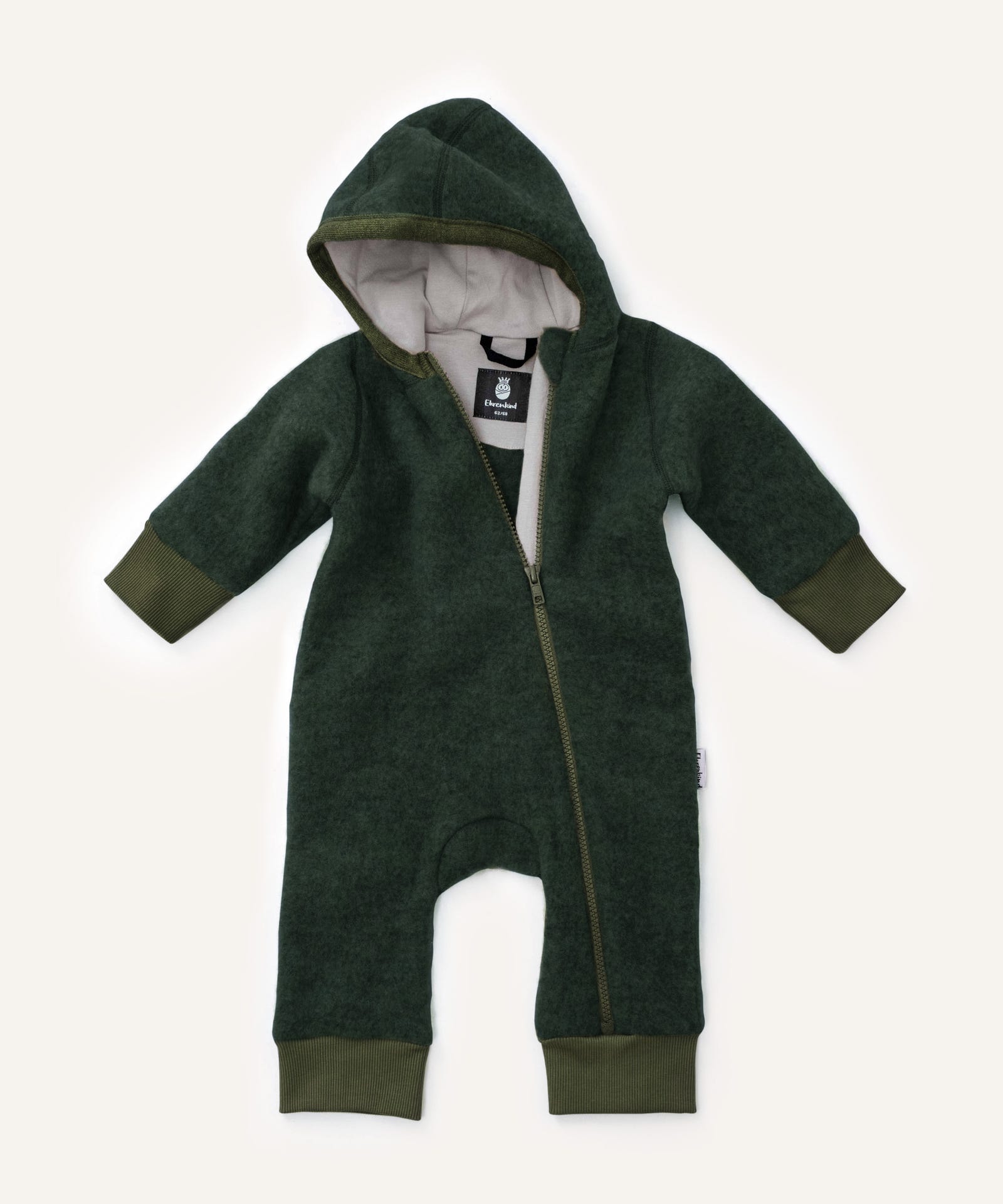 Wollfleeceoverall Waldgrün.