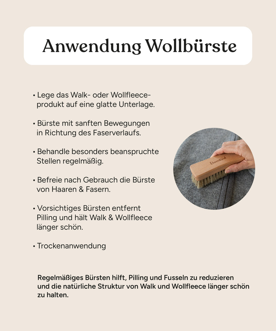 Anwendungsgrafik Wollbürste.