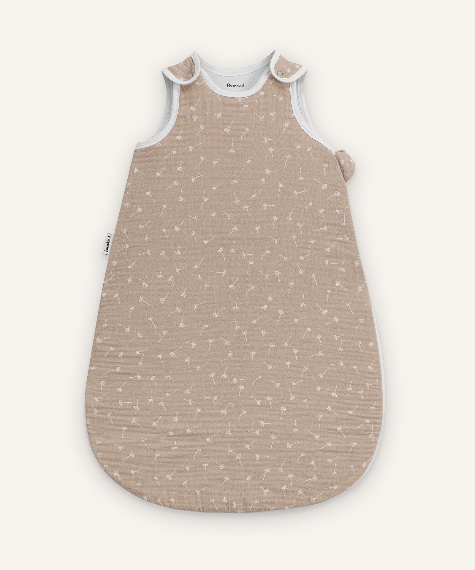 Musselin Babyschlafsack ganzjährig Beige Pusteblume.