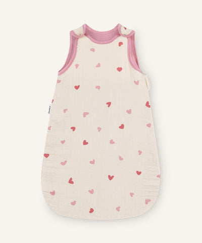 Musselin Babyschlafsack ganzjährig Natur Herzen