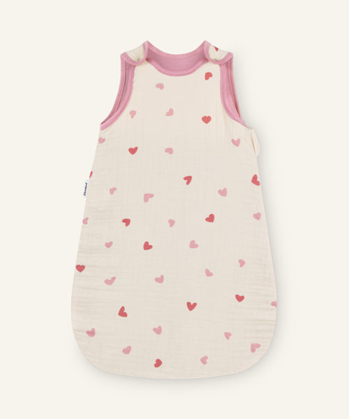 Musselin Babyschlafsack ganzjährig Natur Herzen