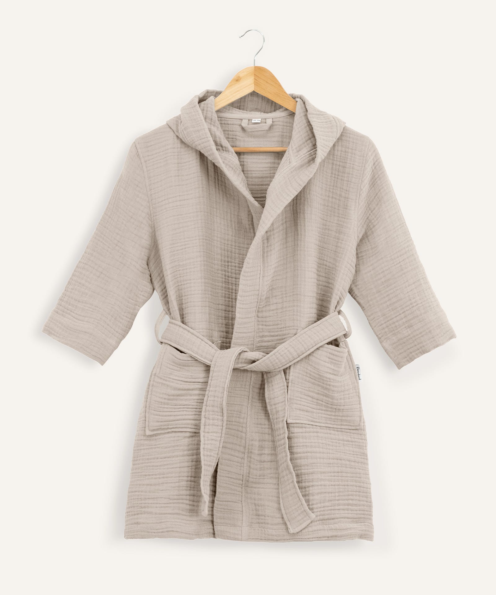 Bademantel Musselin Beige.