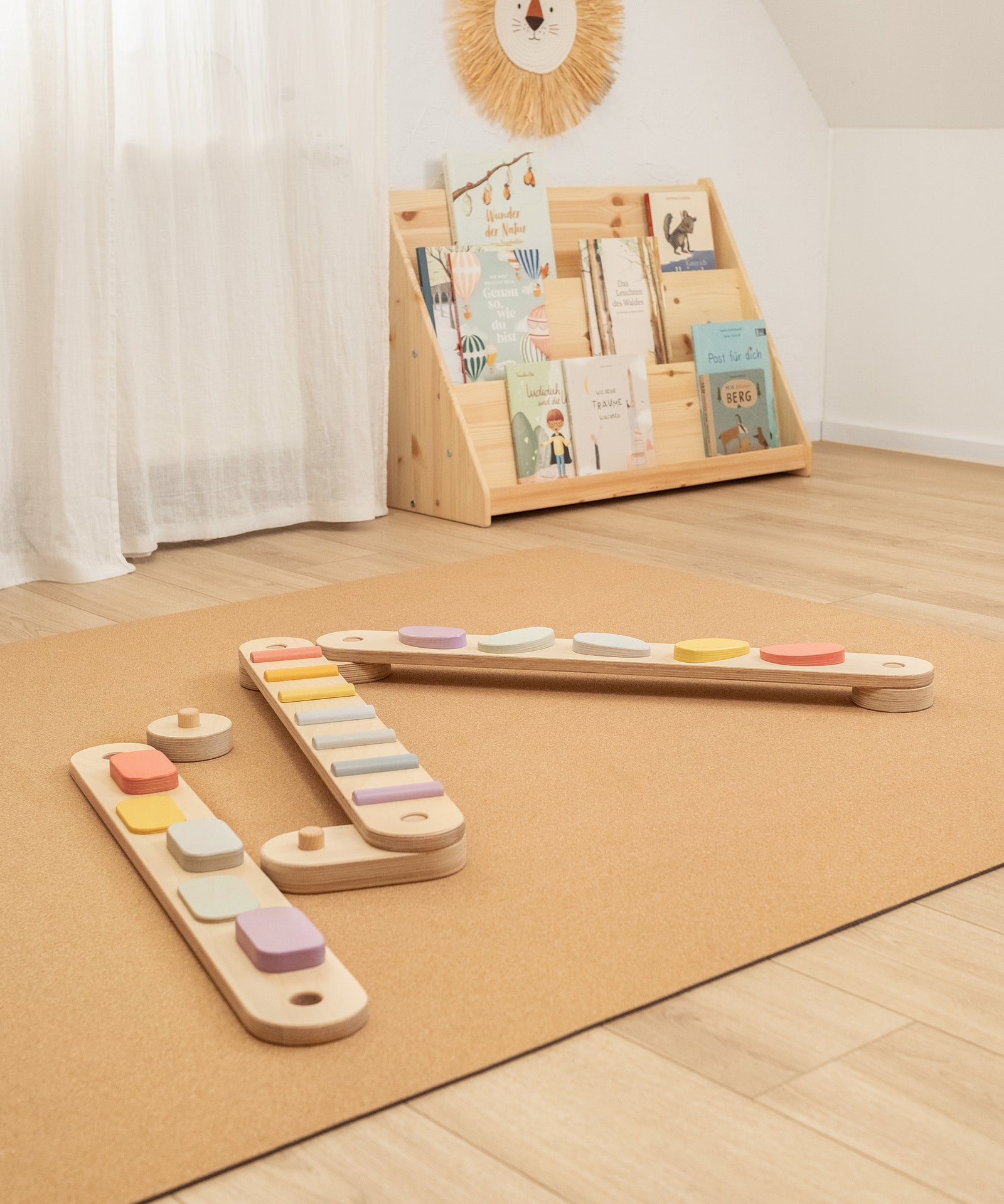 Balancierbalken Birke aus 3 Modulen inkl. Mittel- und Endstücken.