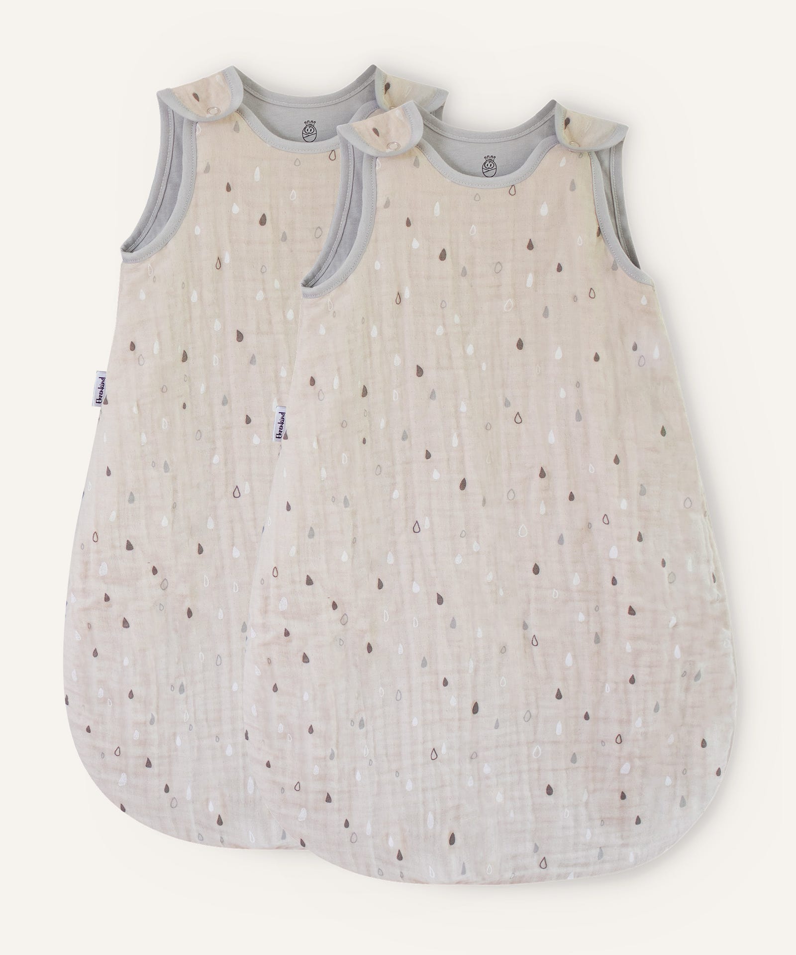 Babyschlafsack Musselin Natur mit Tropfen.