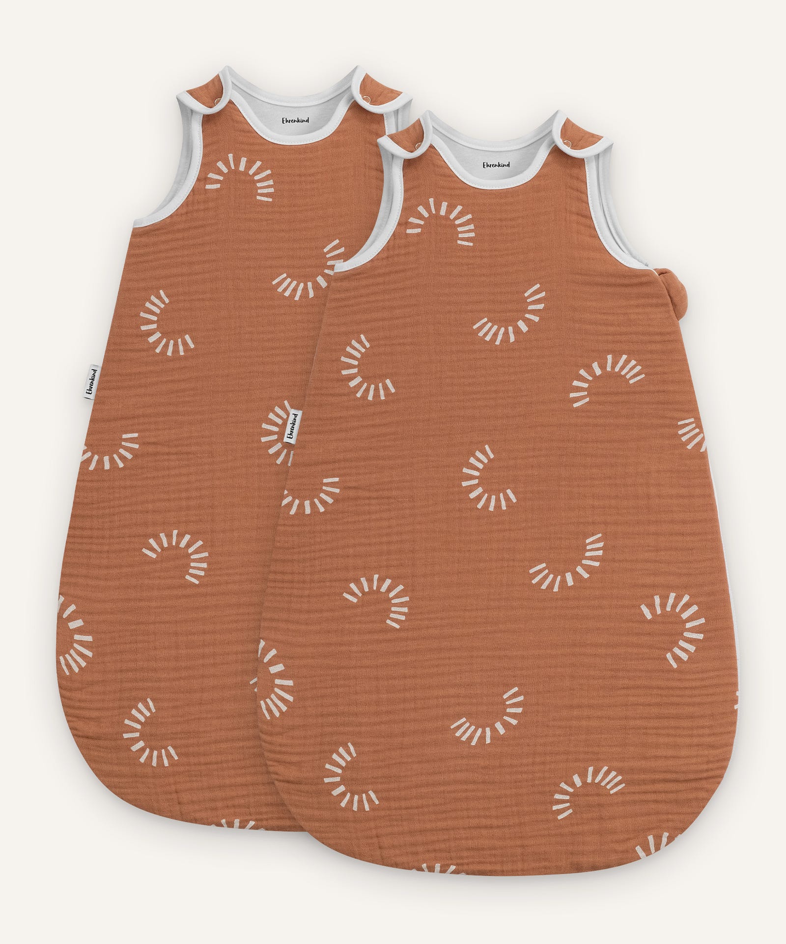 Babyschlafsack Musselin Zimtgemustert.