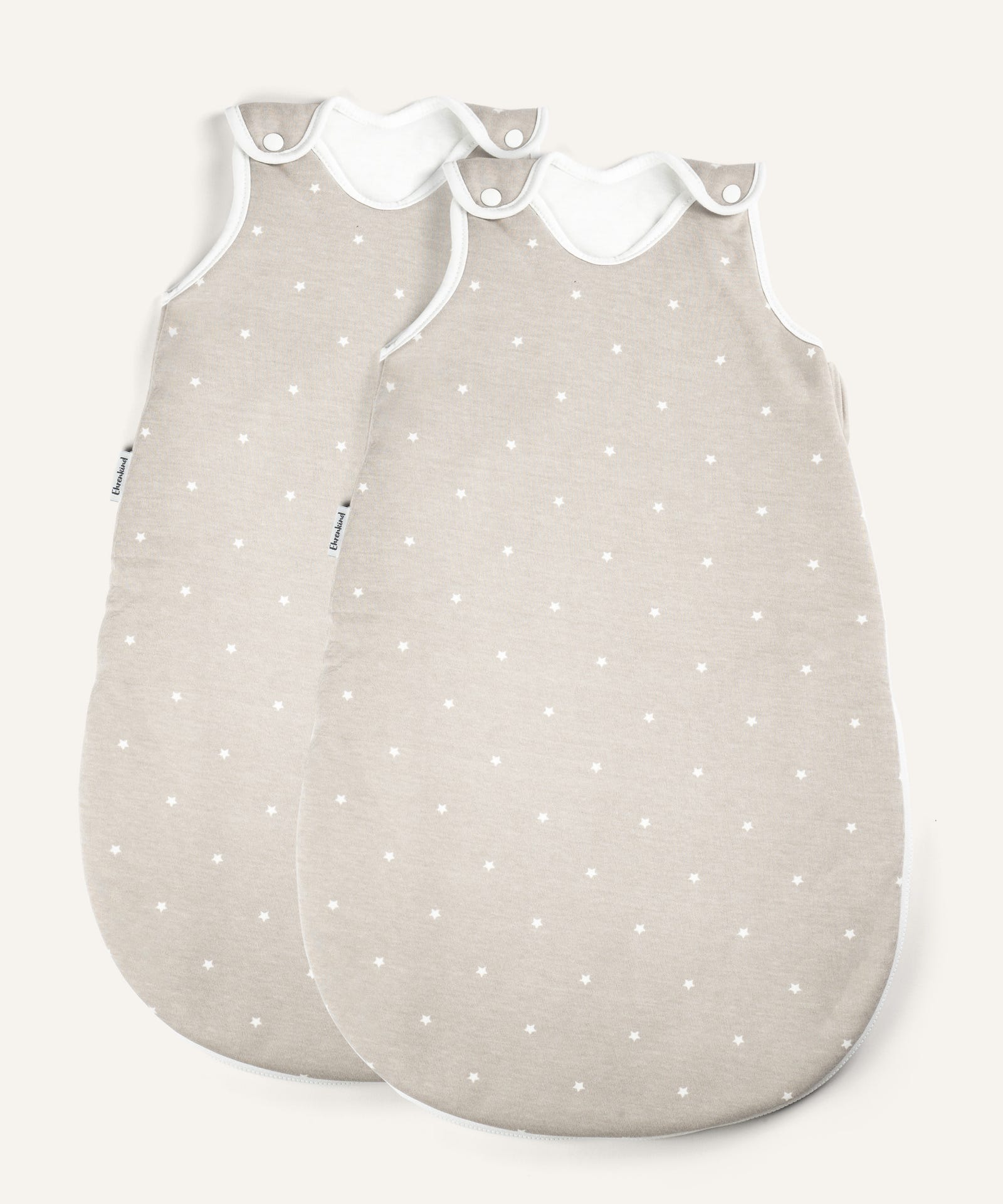 2er Bundle Ehrenkind Baby-ganzjahresschlafsack rund Taupe weiße Sterne
