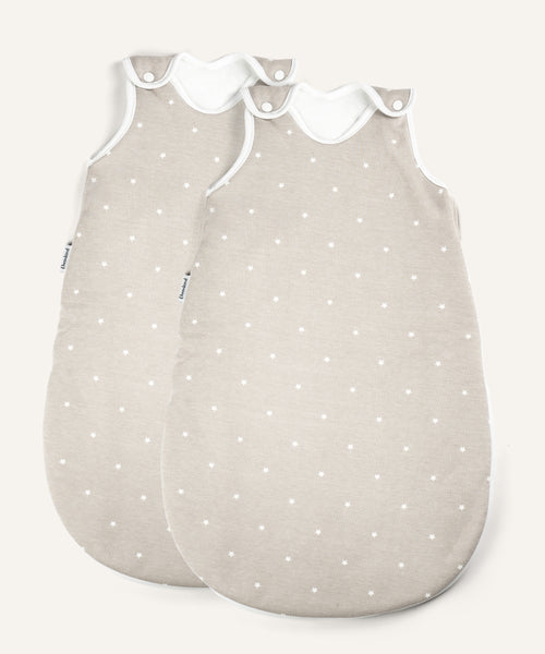 2er Bundle Ehrenkind Baby-ganzjahresschlafsack rund Taupe weiße Sterne