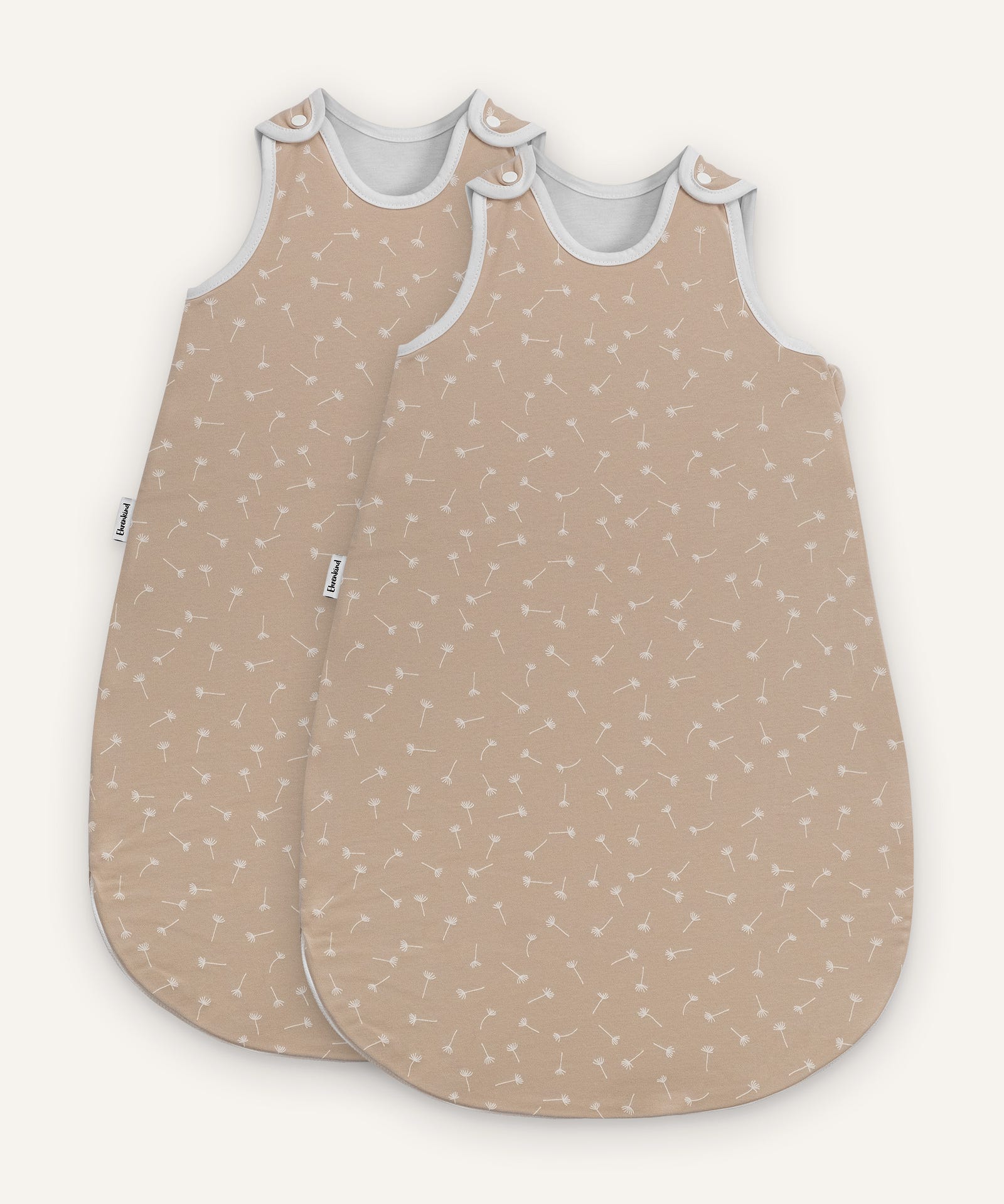 2er Bundle Ehrenkind Baby-Sommerschlafsack Rund in beige mit Pusteblumen.