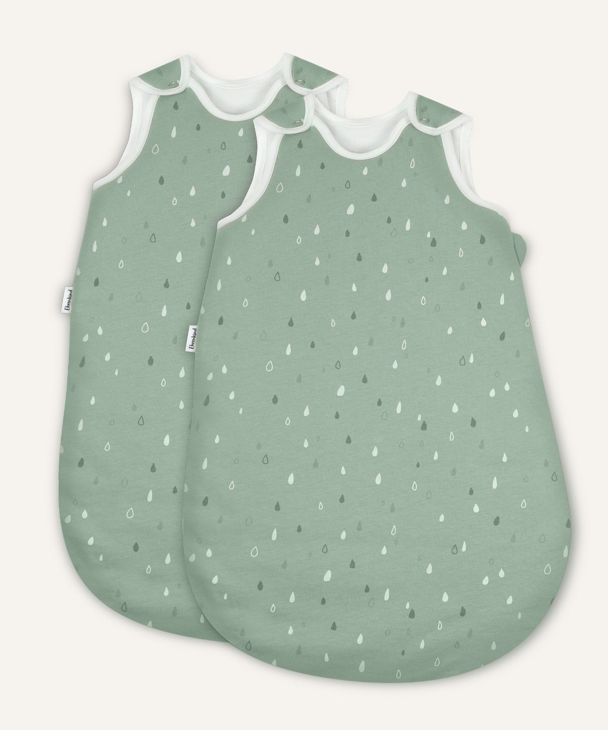 2er Bundle Ehrenkind Baby-Sommerschlafsack rund in jade mit weiß, grünen Tropfen.