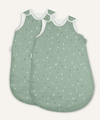 2er Bundle Ehrenkind Baby-Sommerschlafsack rund in jade mit weiß, grünen Tropfen.