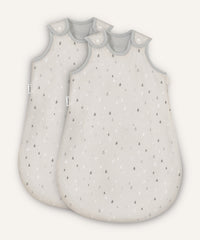 2er Bundle Ehrenkind Baby-Sommerschlafsack rund in natur mit weiß, grauen Tropfen.