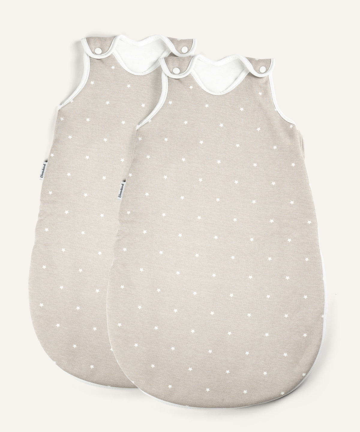 2er Bundle Ehrenkind Baby-Sommerschlafsack rund in taupe mit Sternen.