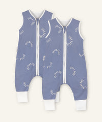 2er Bundle Ehrenkind Ganzjahresschlafsack mit Beinen Jeansblau Gemustert.