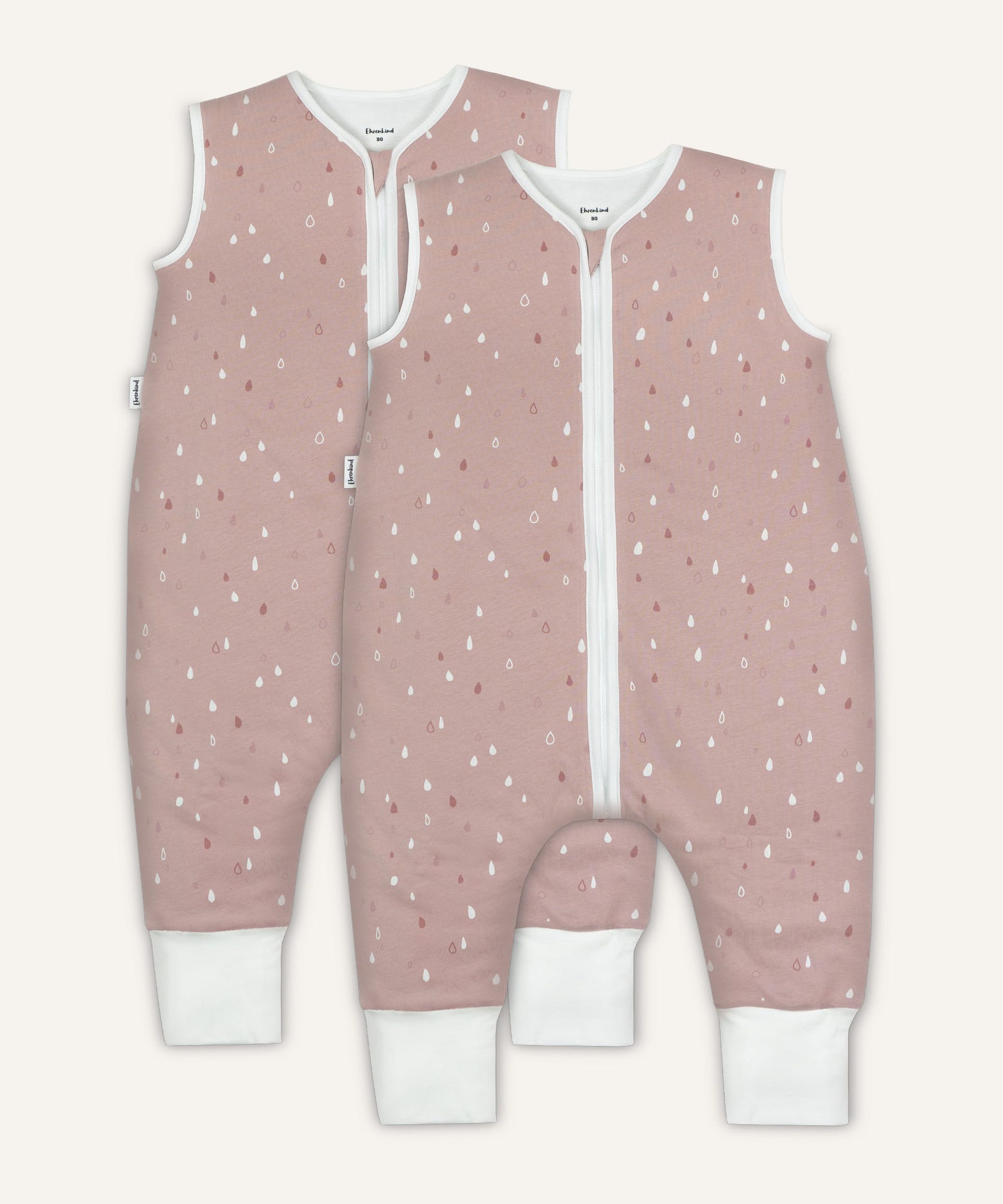 2er Bundle Ehrenkind Ganzjahresschlafsack mit Beinen in Rose mit Tropfen.