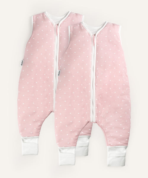 2er Bundle Ehrenkind Sommerschlafsack mit Beine in rosa mit weißen Punkten.