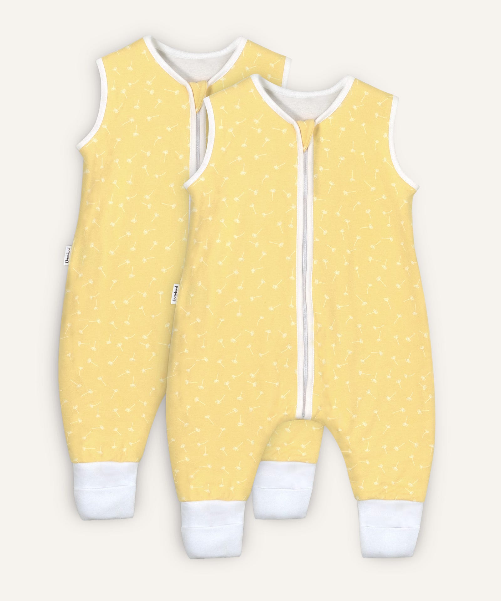 2er Bundle Ehrenkind Sommerschlafsack  mit Beinen in Vanille mit Pusteblumen.