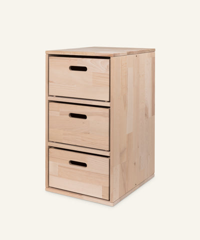 Ehrenkind Aufbewahrungssystem Buche Natur groß 3 Fächer mit Boxen.