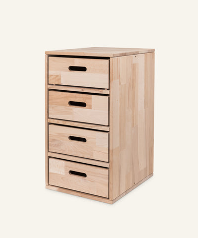 Ehrenkind Aufbewahrungssystem Buche Natur groß 4 Fächer mit Boxen.