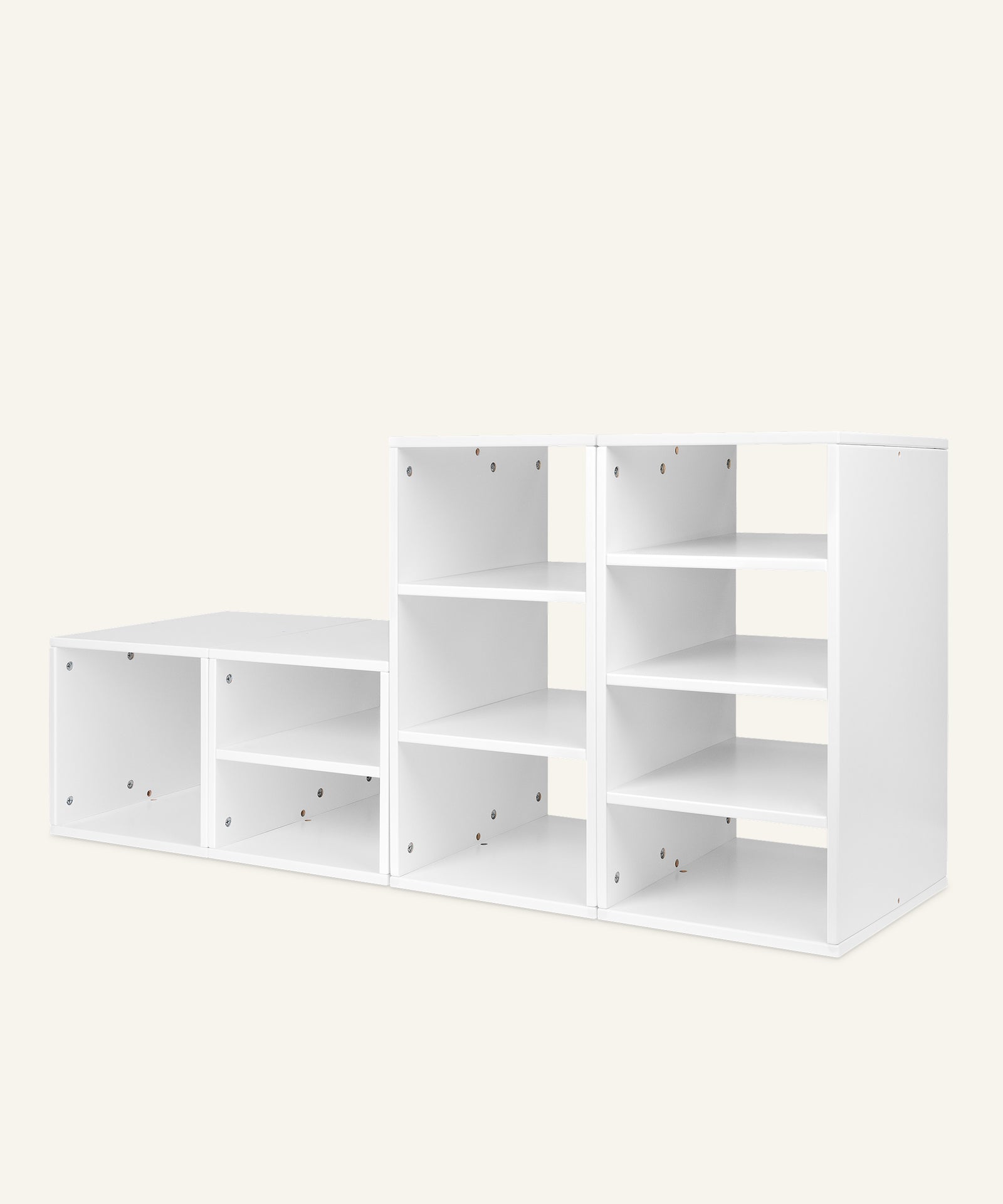 Ehrenkind Aufbewahrungssystem Buche Weiß ohne Boxen.