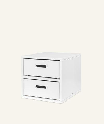 Ehrenkind Aufbewahrungssystem Buche Weiß klein 2 Fächer mit Boxen.