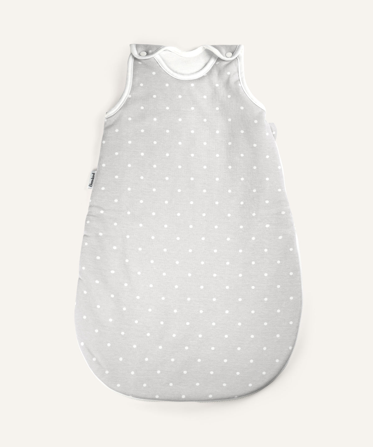 Ehrenkind Baby-Sommerschlafsack in grau mit weißen Punkten.