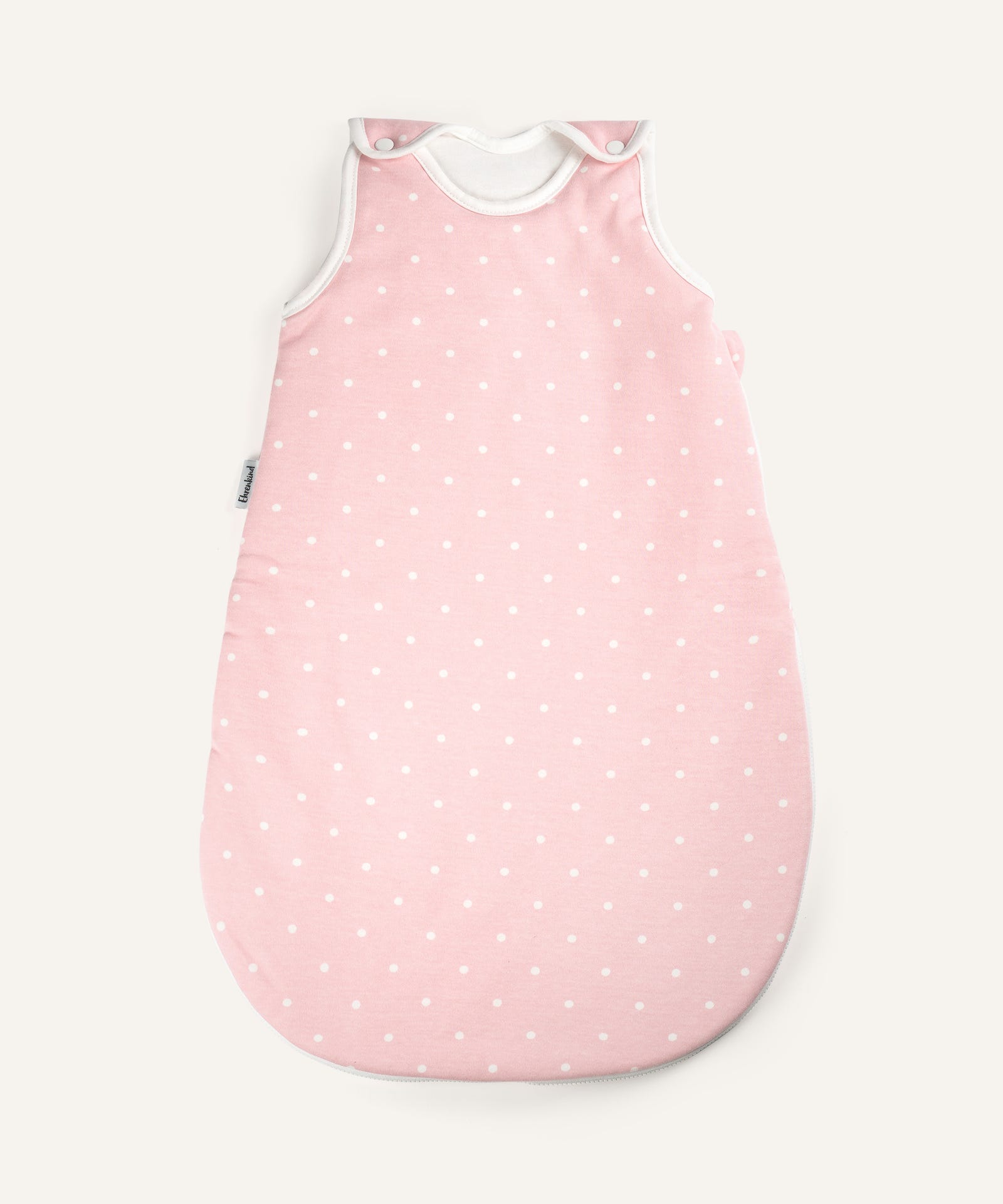 Ehrenkind Baby-Sommerschlafsack in rosa mit weißen Punkten.