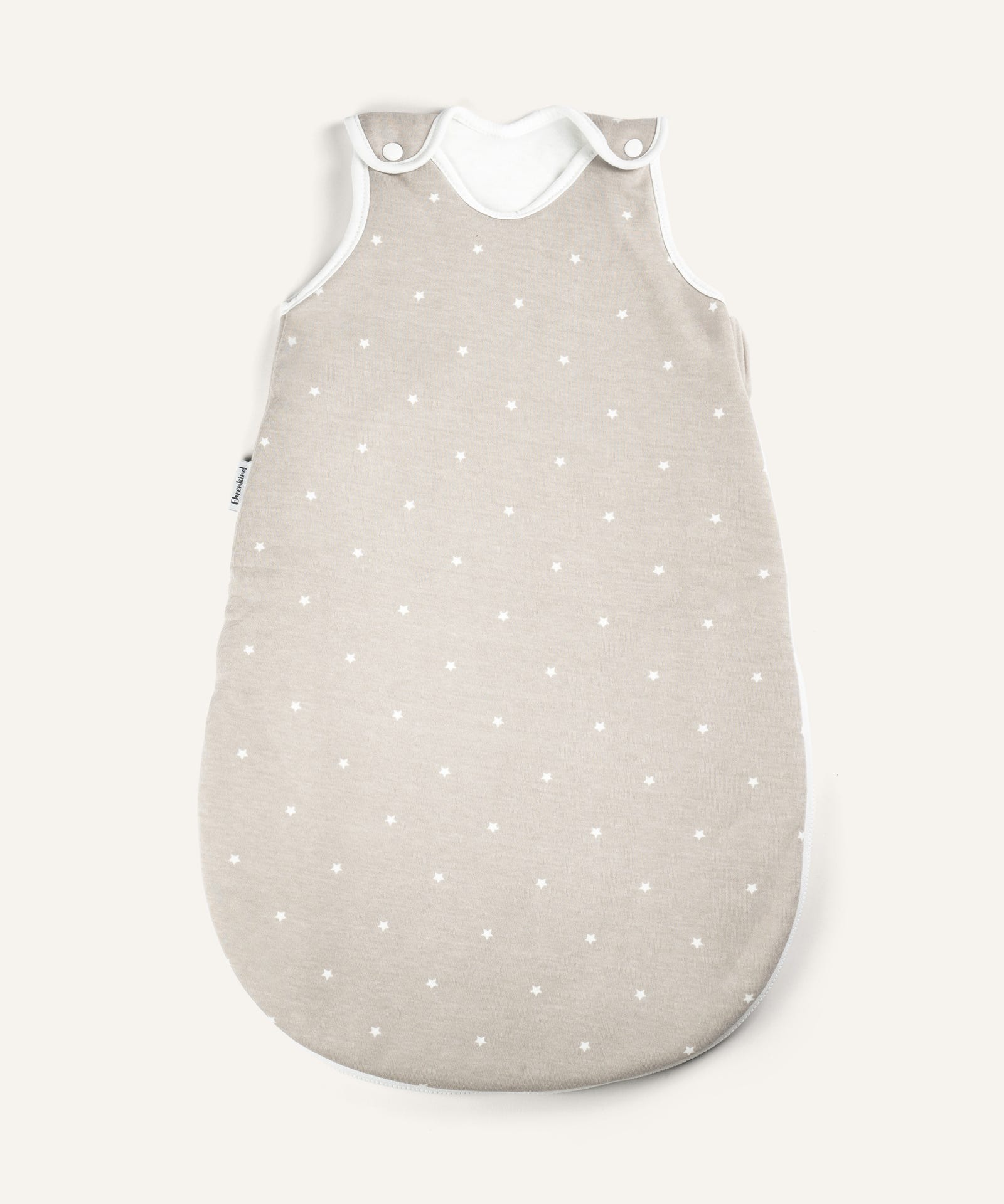 Ehrenkind Baby-Sommerschlafsack rund in taupe mit Sternen.