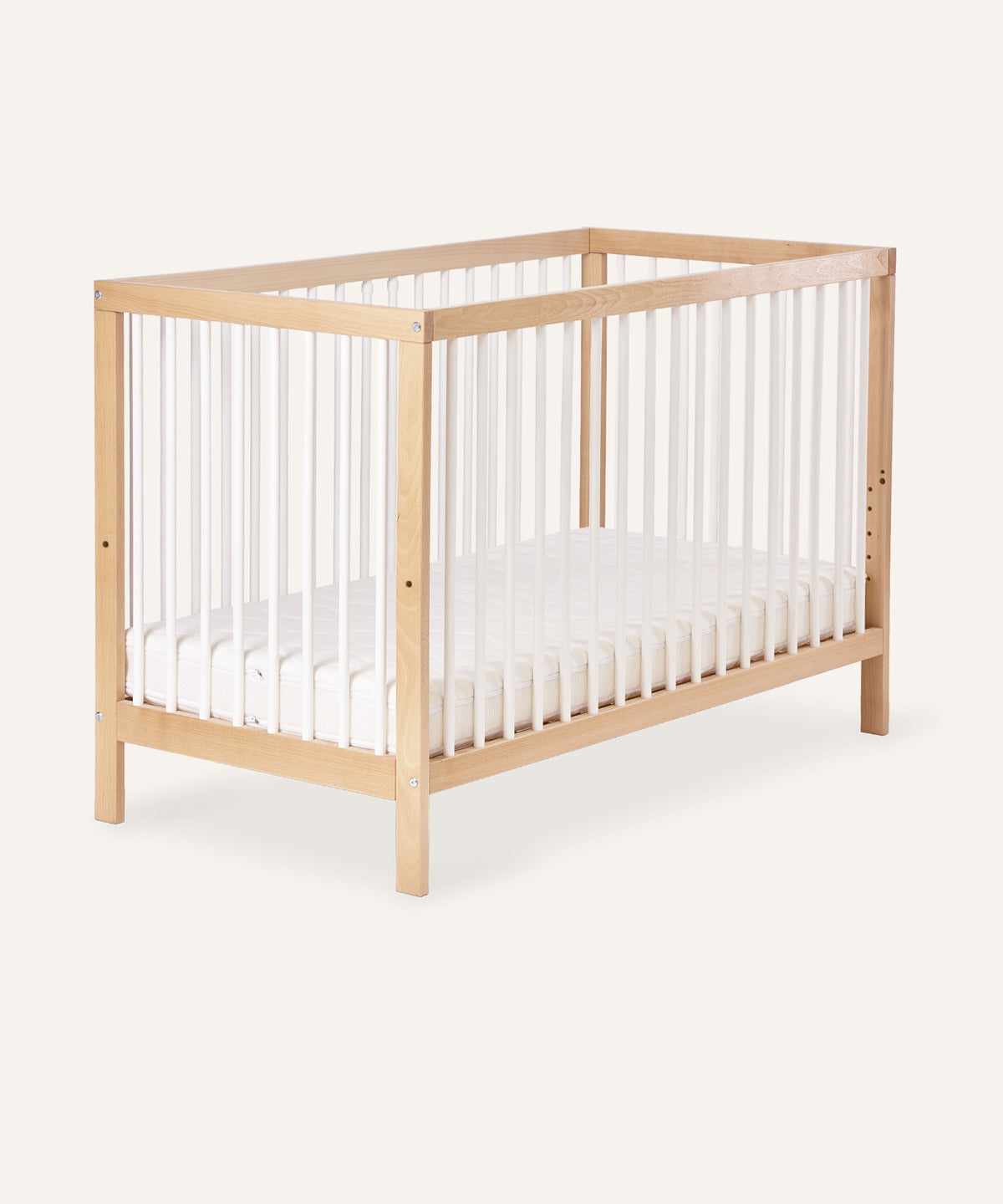 Ehrenkind Babybett PUR aus massivem Buchenholz, flexibel höhenverstellbar, Gitterbett, Kinderbett 9-Fach höhenverstellbar mit entnehmbaren Stangen Baby Bett