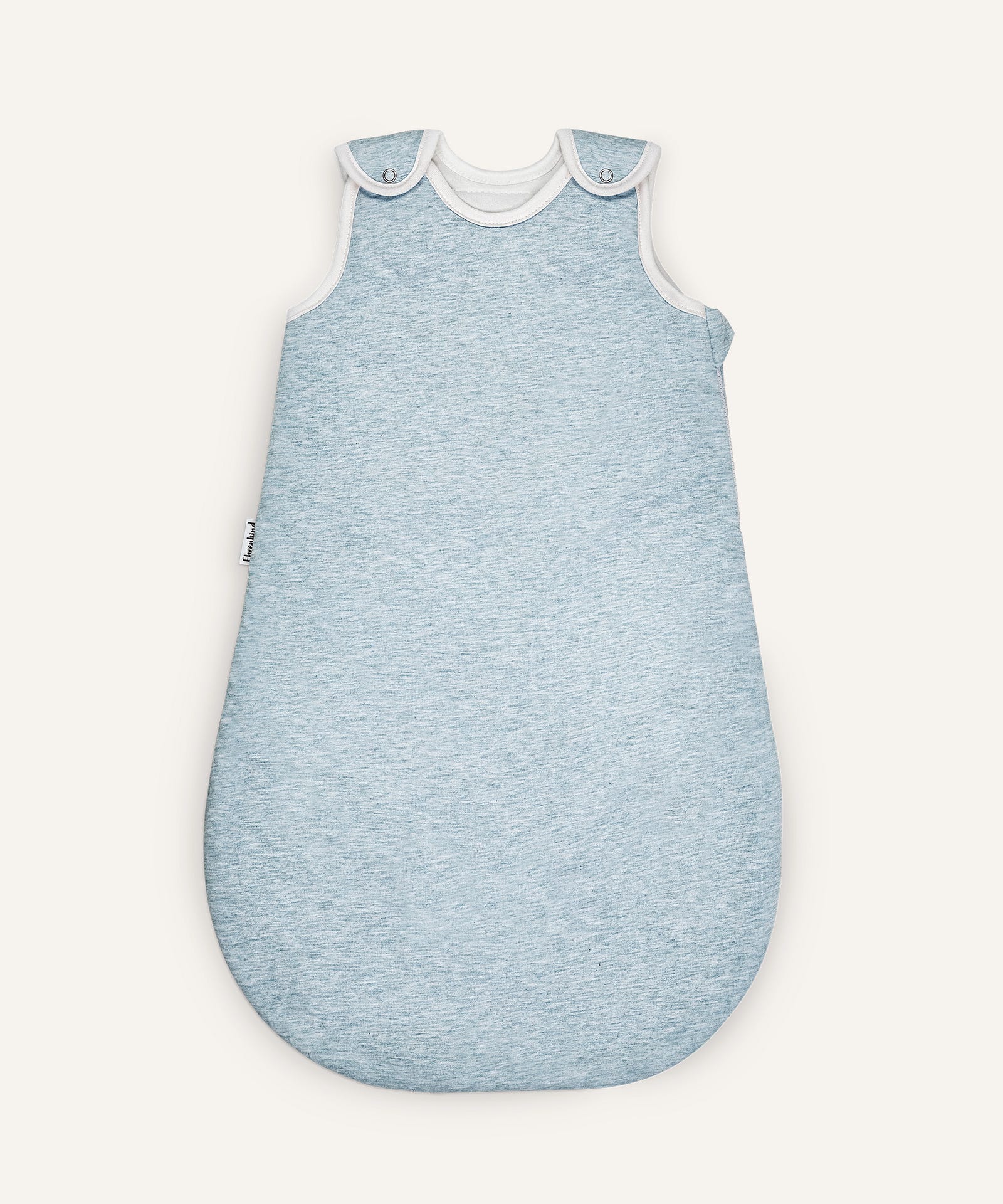 Babyschlafsack rund mit Wollfüllung hellblau.