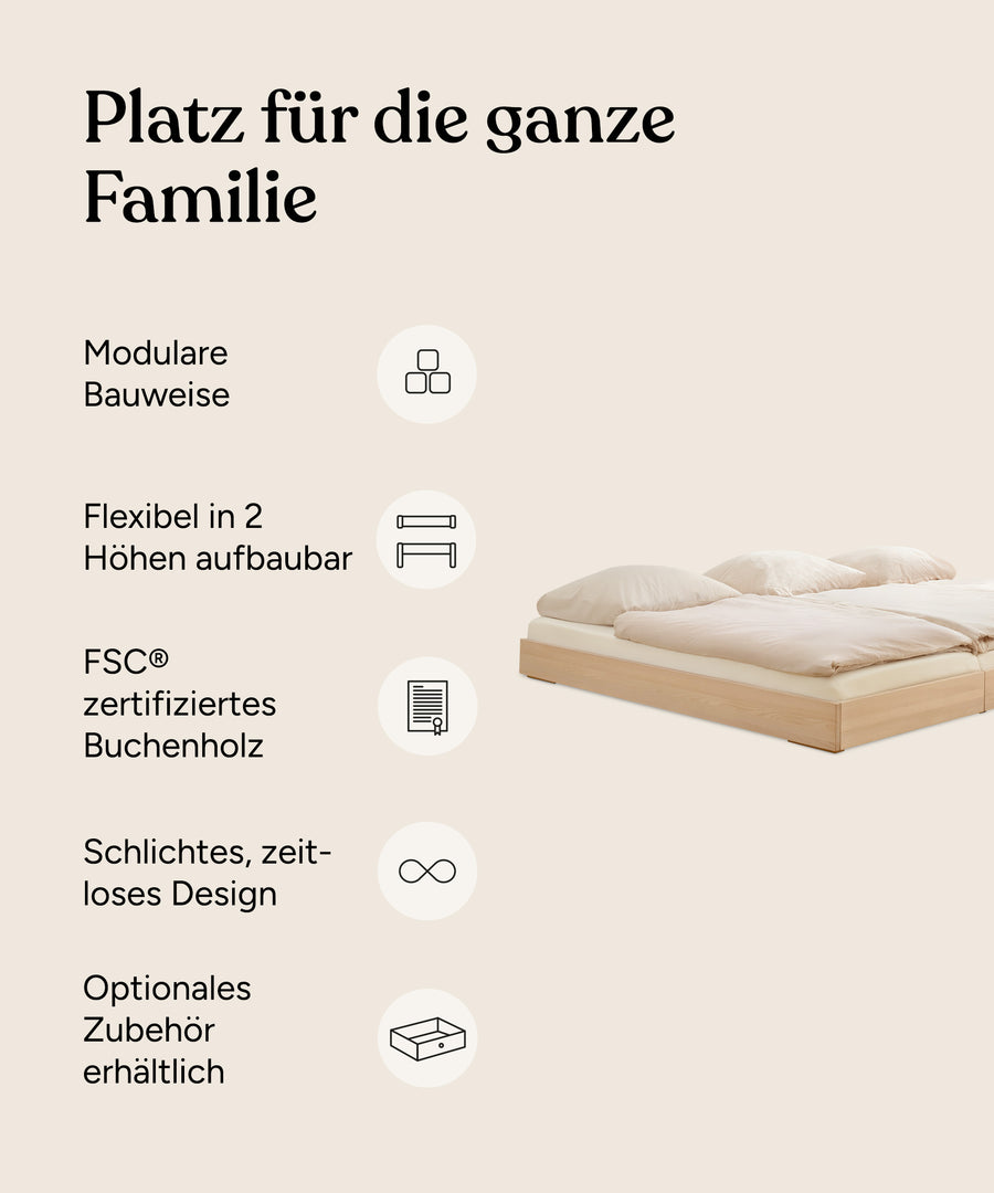 Ehrenkind Familienbett Plano Buche 270x200 Vorteile.