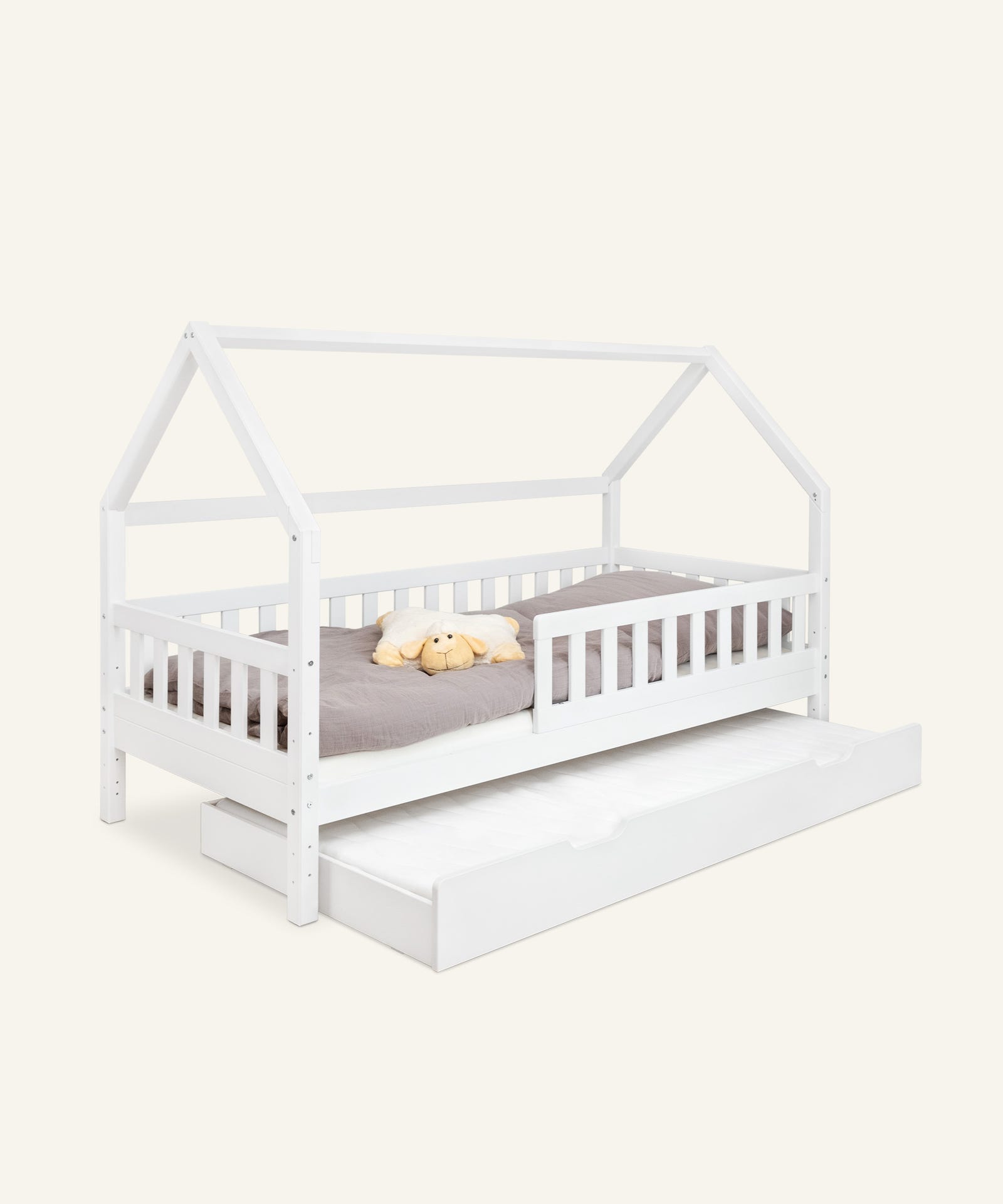 Ehrenkind Hausbett Lille 90x200 weiß mit Bettkasten
