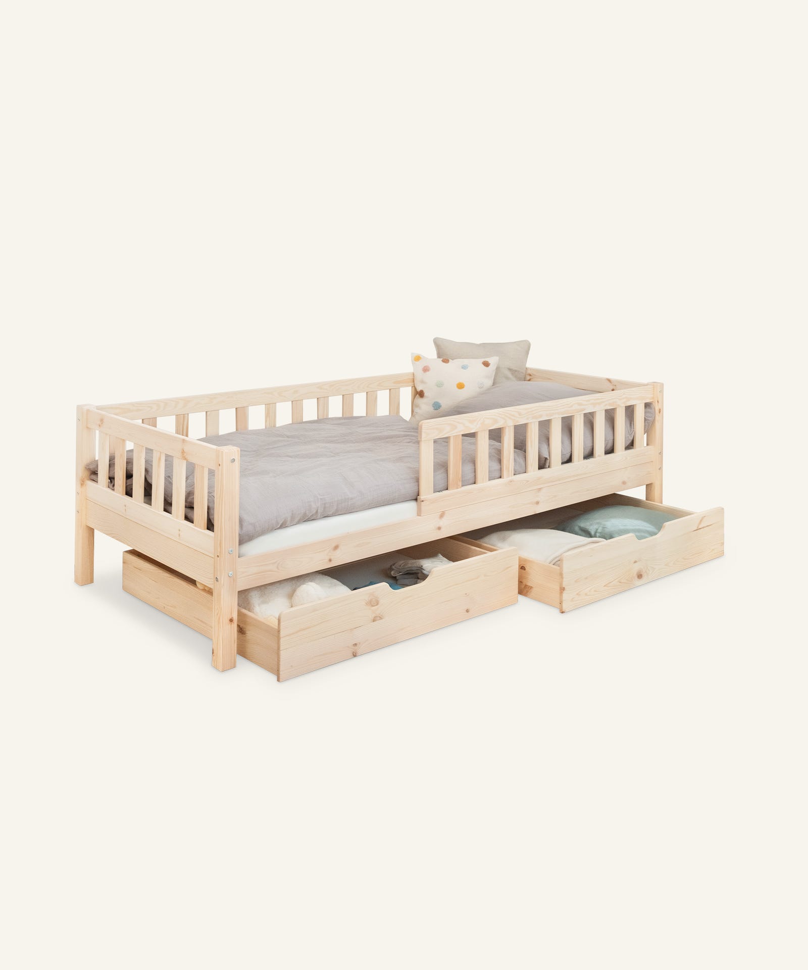 Ehrenkind Kinderbett Lille 90x200 cm Natur mit Schubladen