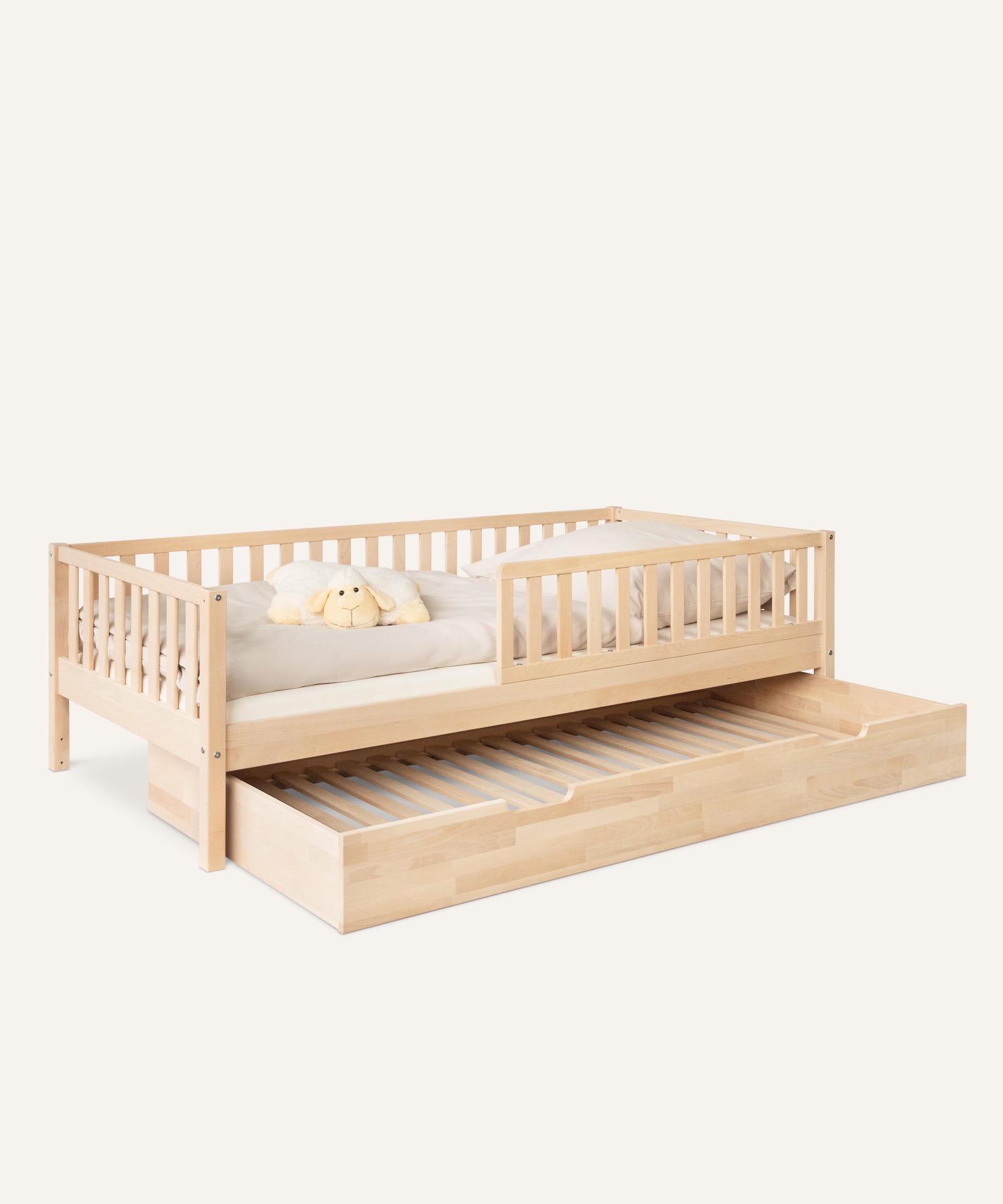 Ehrenkind Kinderbett Livo 90x200 Buche Natur mit Bettkasten.