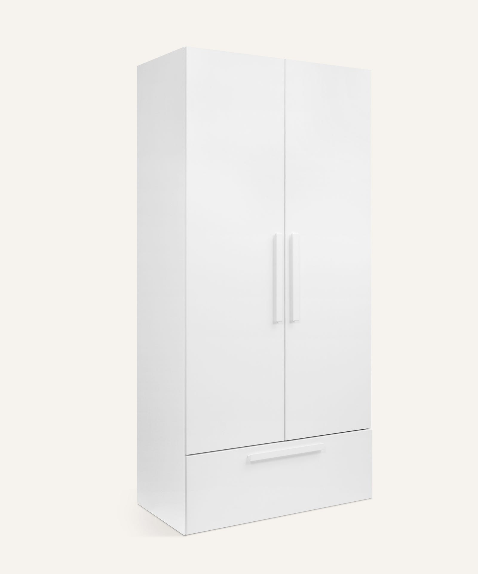 Ehrenkind Kleiderschrank Linia Kiefer Weiß 100 cm Basis-Set mit Rollschublade.