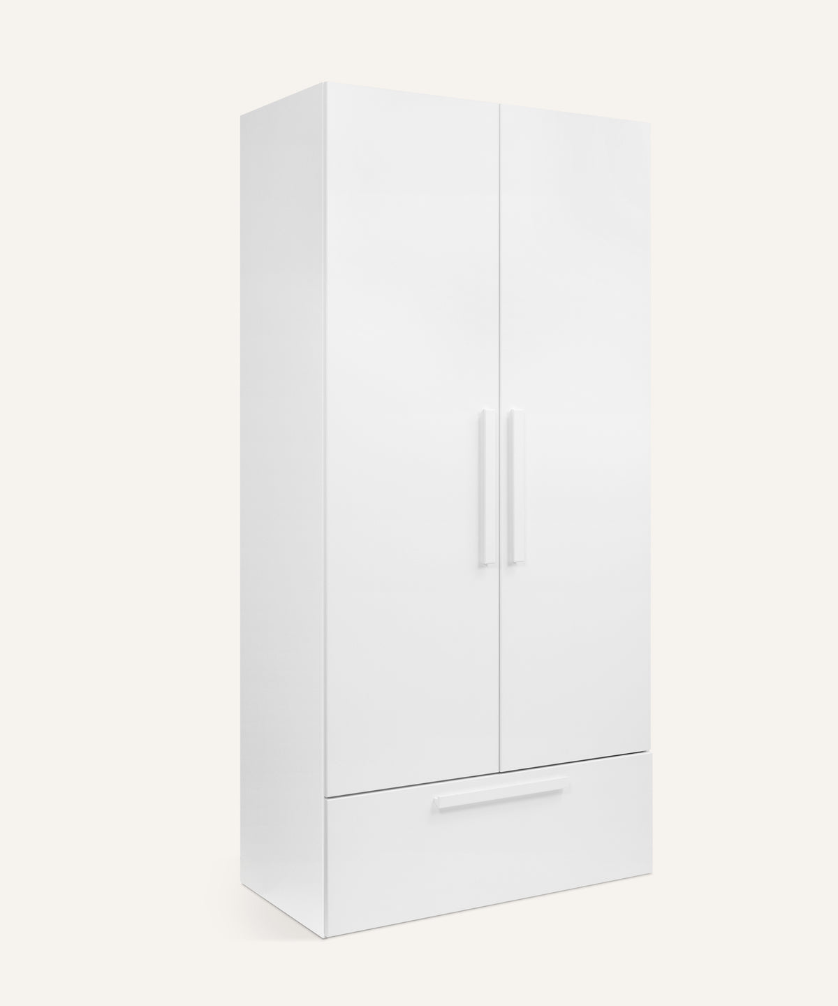 Ehrenkind Kleiderschrank Linia Kiefer Weiß 100 cm Basis-Set mit Rollschublade.