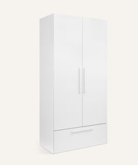 Ehrenkind Kleiderschrank Linia Kiefer Weiß 100 cm Basis-Set mit Rollschublade.