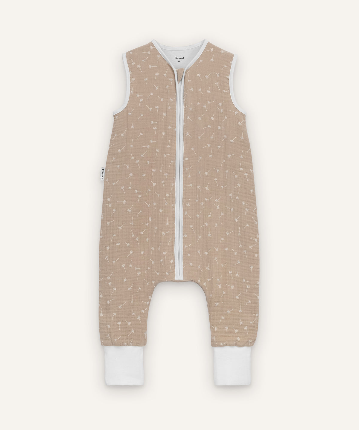 Ehrenkind Musselin Sommerschlafsack mit Beinen Beige Pusteblume.