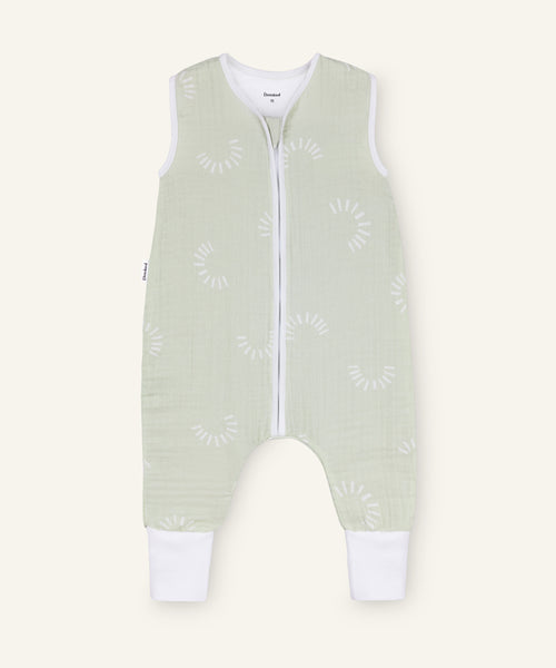 Ehrenkind Musselin Sommerschlafsack mit Beinen Salbei Gemustert.